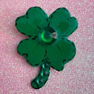 Four Leaf Lucky Clover Pin St Patrick’s Day Good Luck Handmade